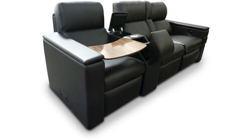 Fortress seating black leather couch